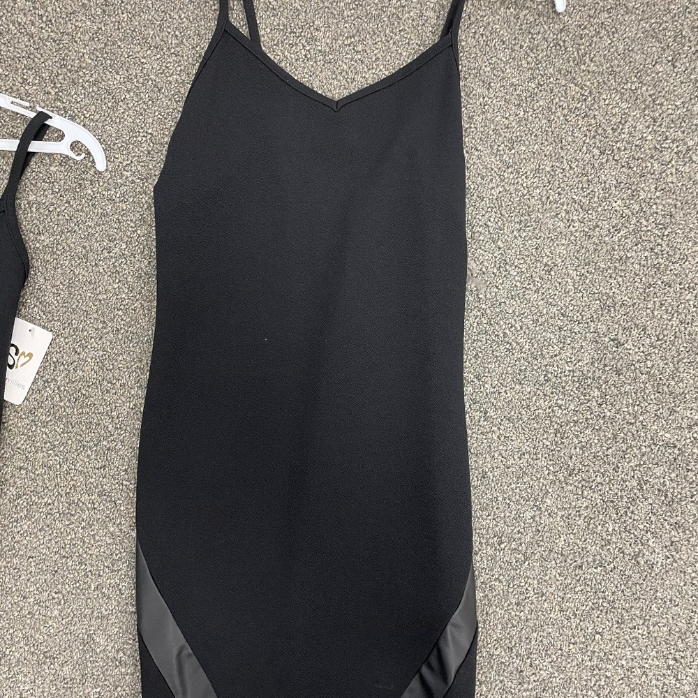 Sally Miller Black Cocktail Dress Faux Leather Detail